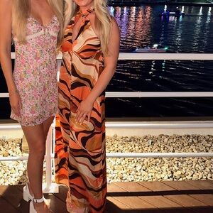 Vibrant Multicolor Halter Mini Dress